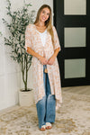 Tropical Print Gauze Kimono - Milk Tea
