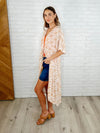 Tropical Print Gauze Kimono - Milk Tea