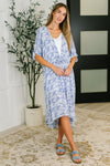 Tropical Gauze Kimono -Periwinkle