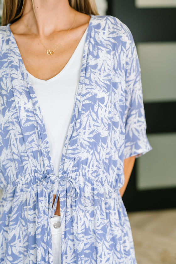 Tropical Gauze Kimono -Periwinkle