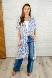  Tropical Gauze Kimono -Periwinkle
