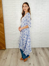 Tropical Gauze Kimono -Periwinkle