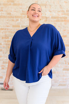  Up For Anything V-Neck Blouse in Navy