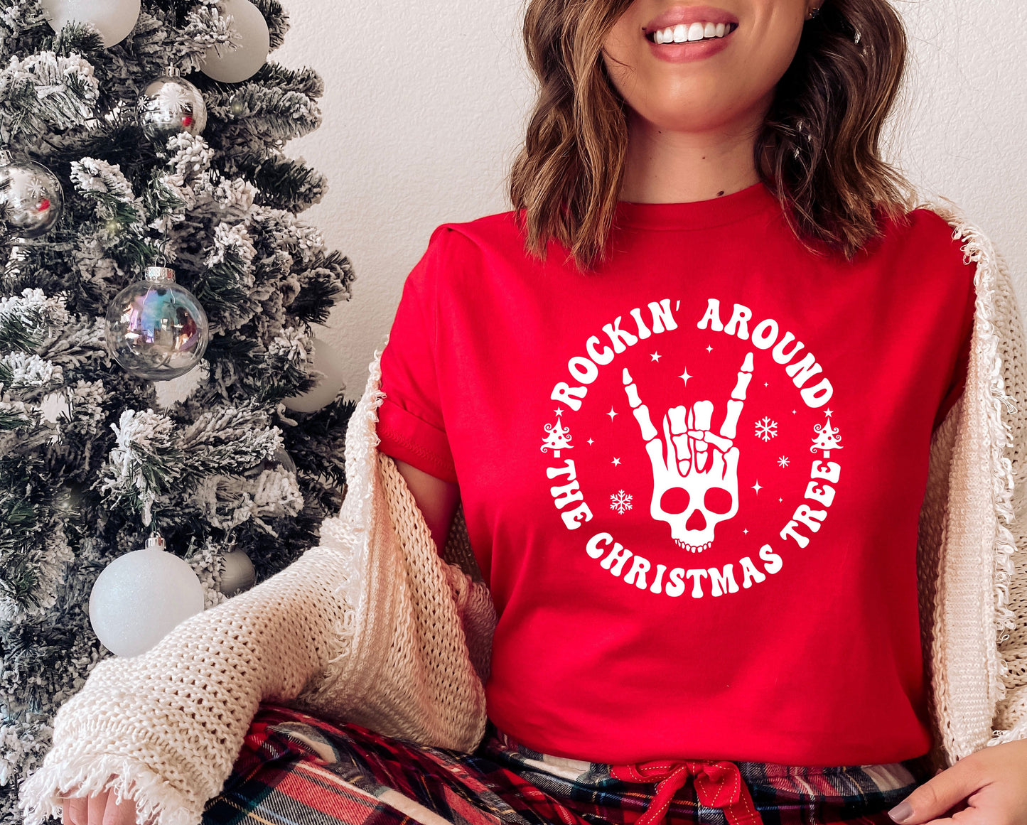 Wholesale Rockin Around the Christmas Tree Graphic Tee - Black