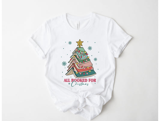 Wholesale All Booked for Christmas Graphic Tee - White Tee