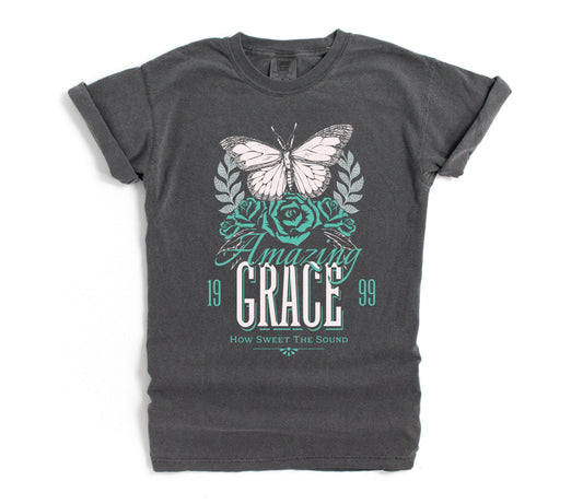 Wholesale Amazing Grace Graphic Tee - Red on CC Mustard