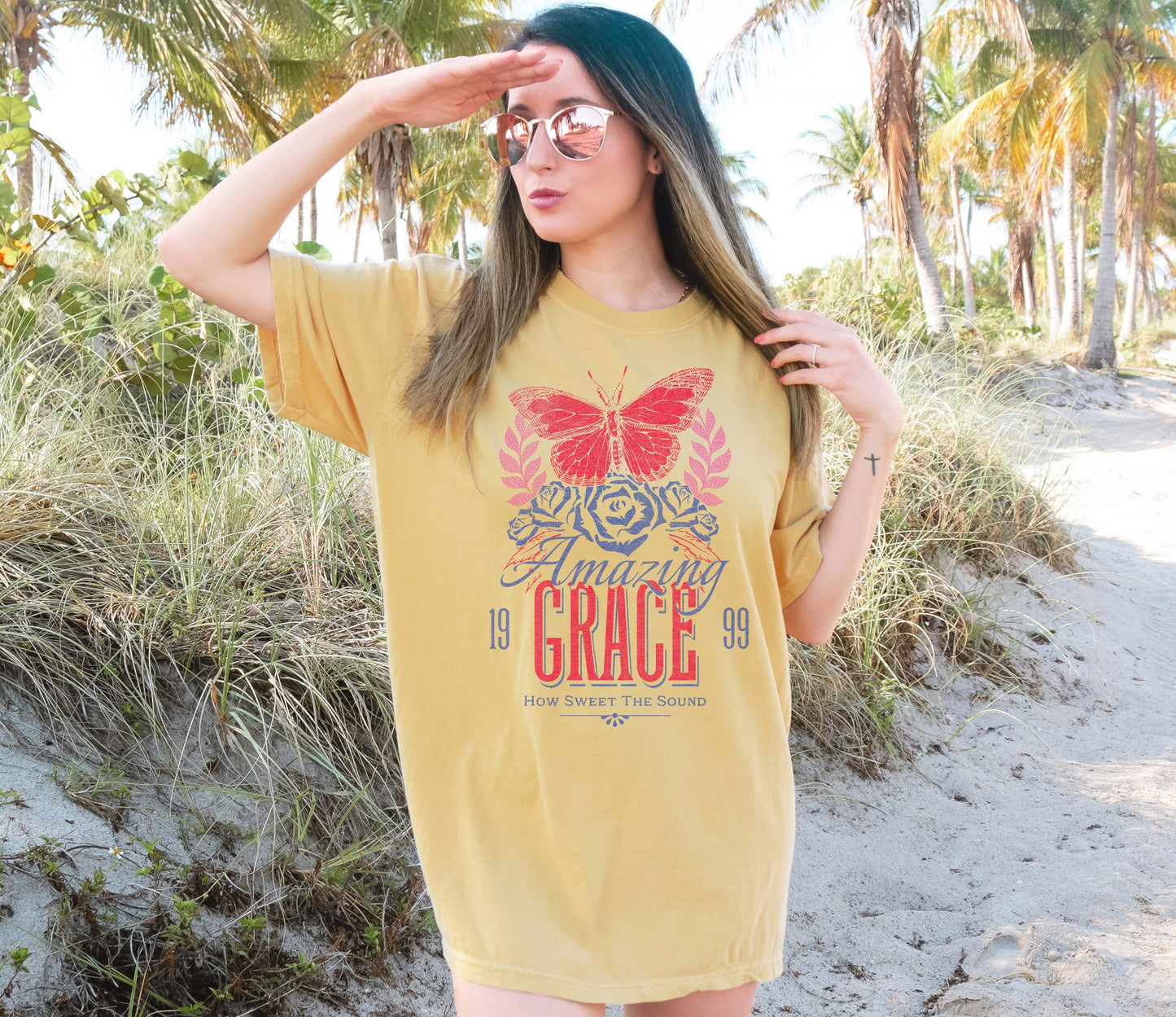 Wholesale Amazing Grace Graphic Tee - Pink on CC Blossom