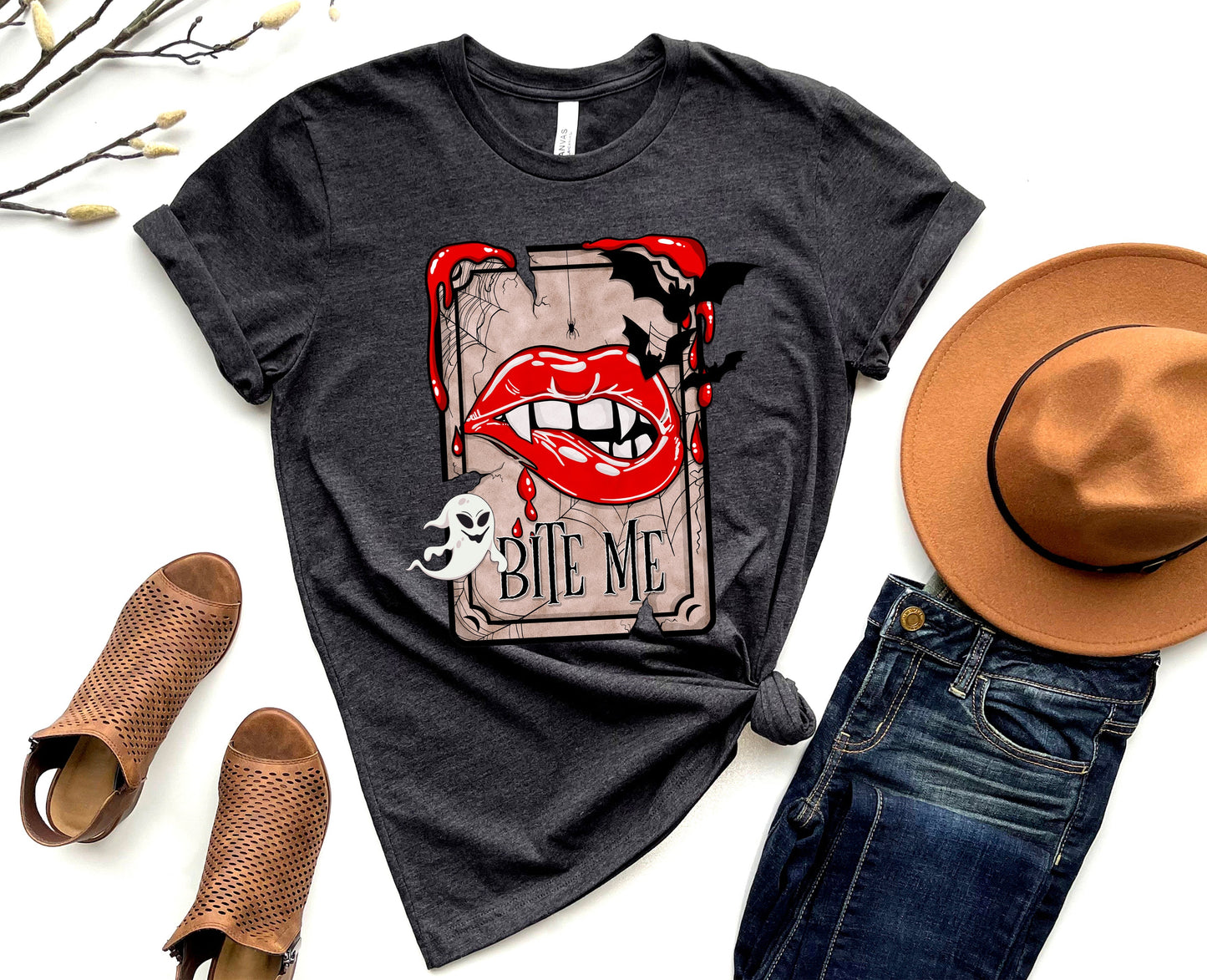 Wholesale Bite Me Graphic Tee - Charcoal Tee