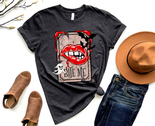 Wholesale Bite Me Graphic Tee - Charcoal Tee