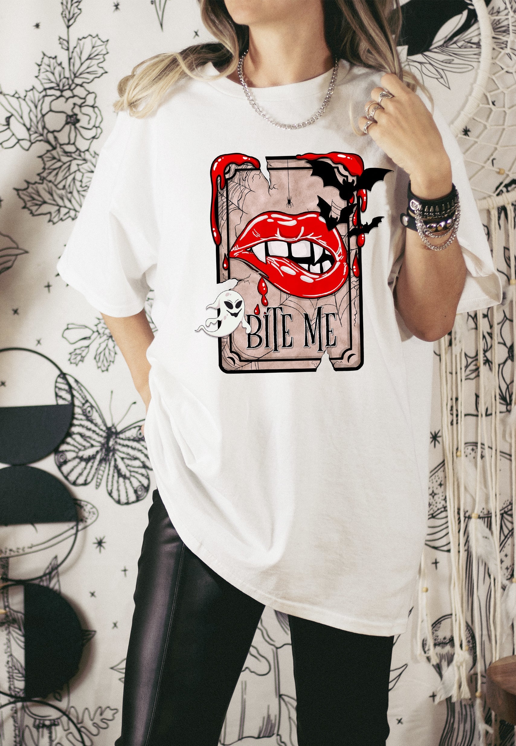 Wholesale Bite Me Graphic Tee - White Tee
