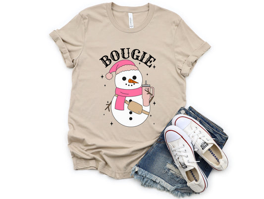 Wholesale Bougie Snowman Graphic Tee - Grey Tee