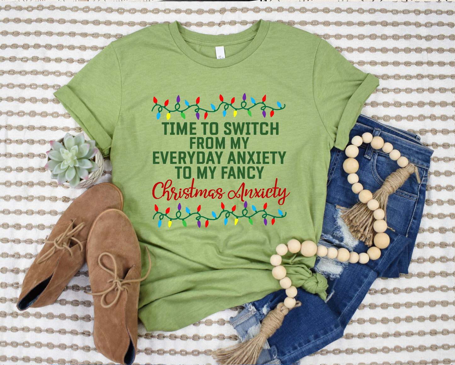 Wholesale Christmas Anxiety Graphic Tee - Green Tee