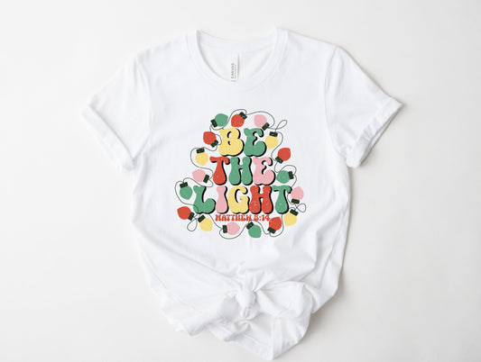 Wholesale Christmas Be The Light Graphic Tee - White Tee