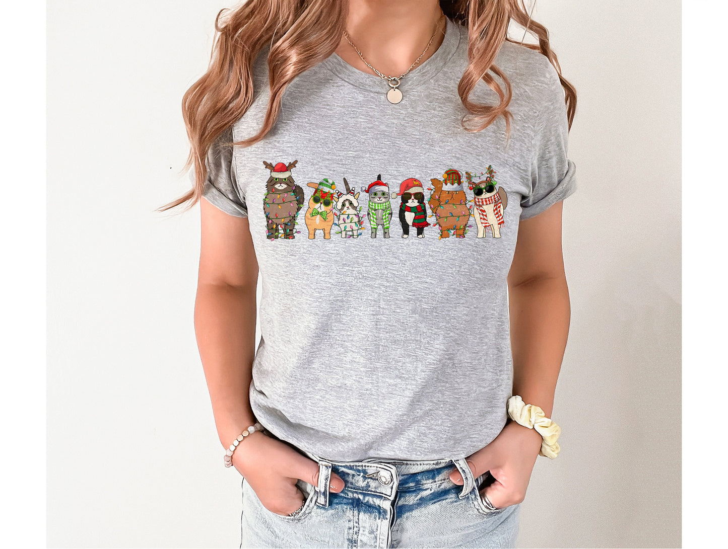 Wholesale Christmas cats Graphic Tee - Sand Sweatshirt