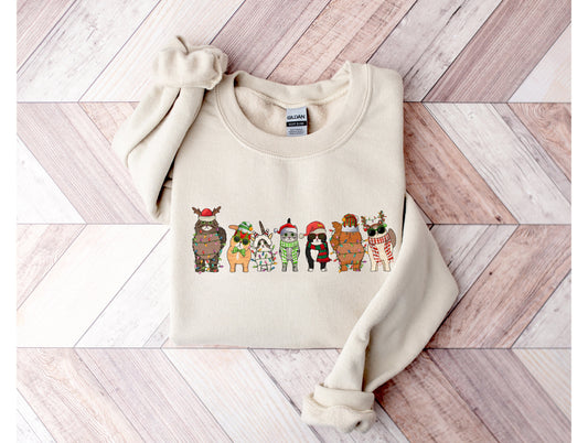 Wholesale Christmas cats Graphic Tee - Tan Tee