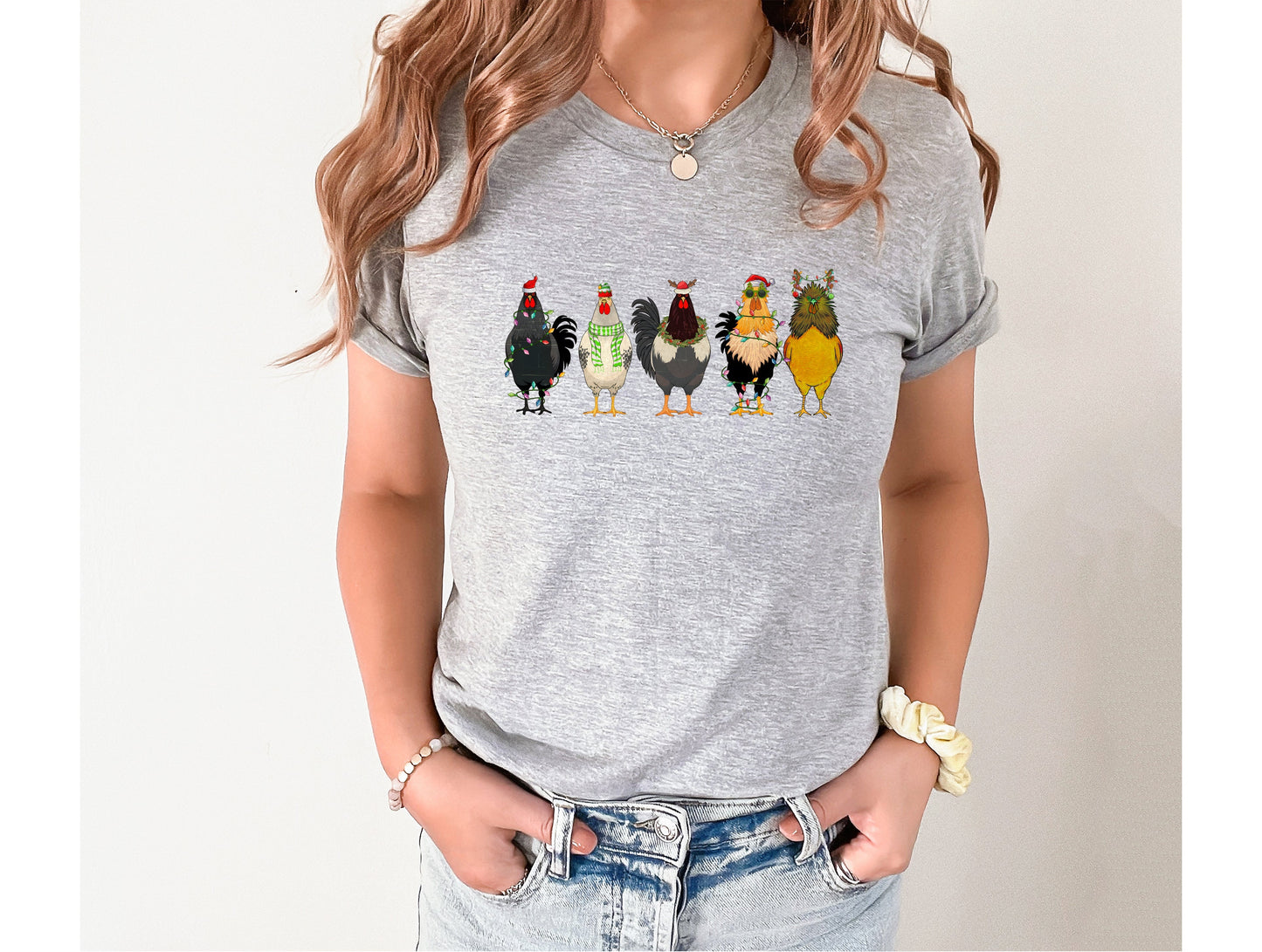 Wholesale Christmas Chicken Graphic Tee - Tan Tee