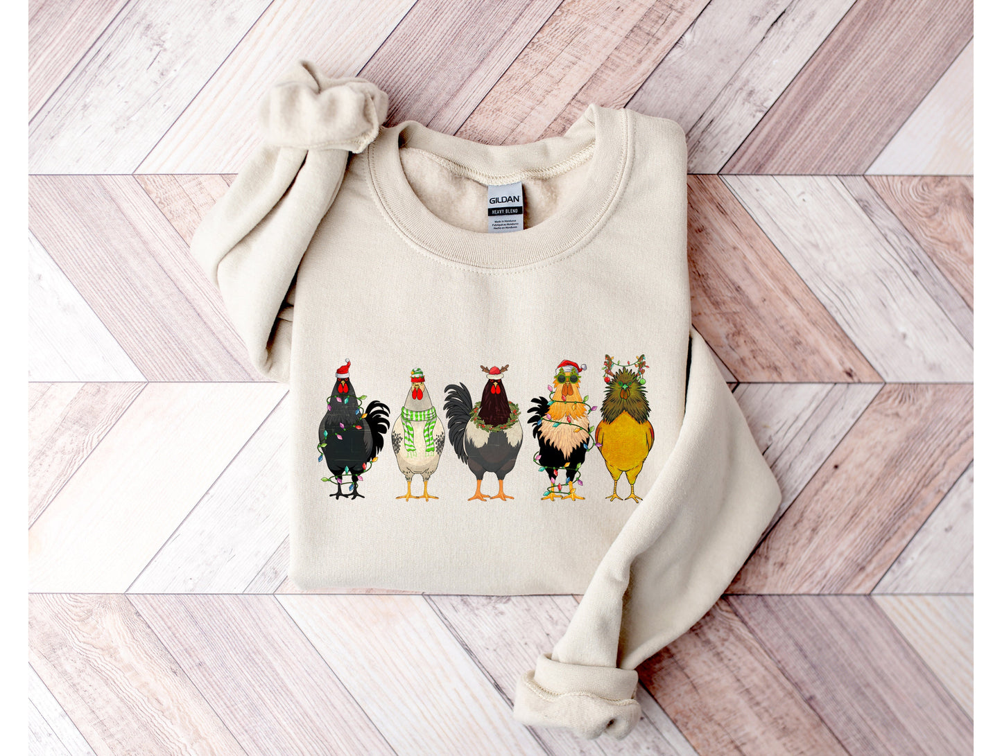 Wholesale Christmas Chicken Graphic Tee - Sand Sweatshirt