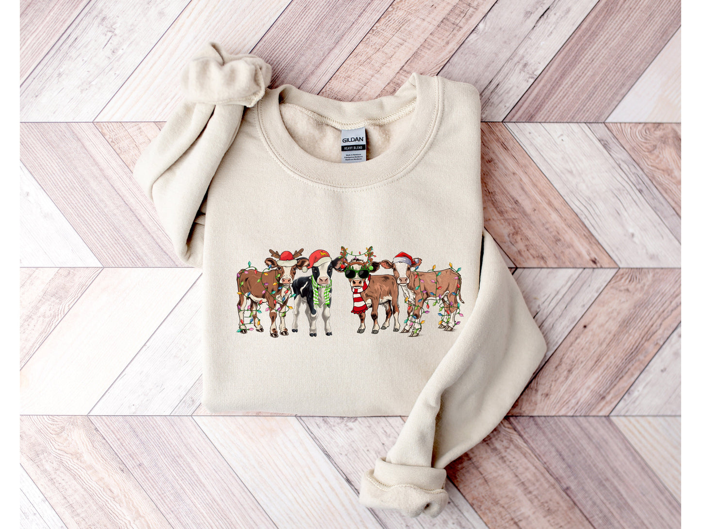 Wholesale Christmas Cows Graphic Tee - Grey Sweatshirt