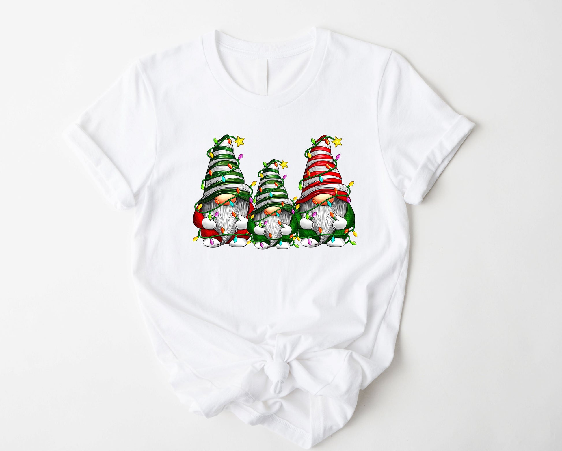 Wholesale Christmas Gnomes Graphic Tee - White Tee