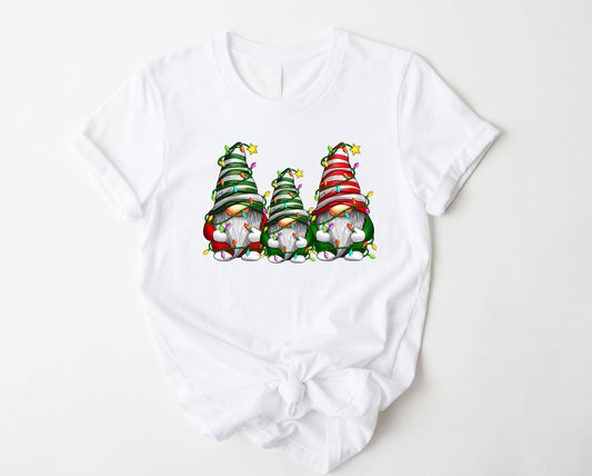 Wholesale Christmas Gnomes Graphic Tee - White Tee