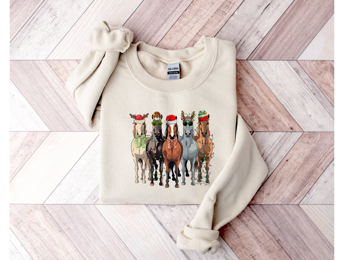 Wholesale Christmas Horses Graphic Tee - Grey Tee