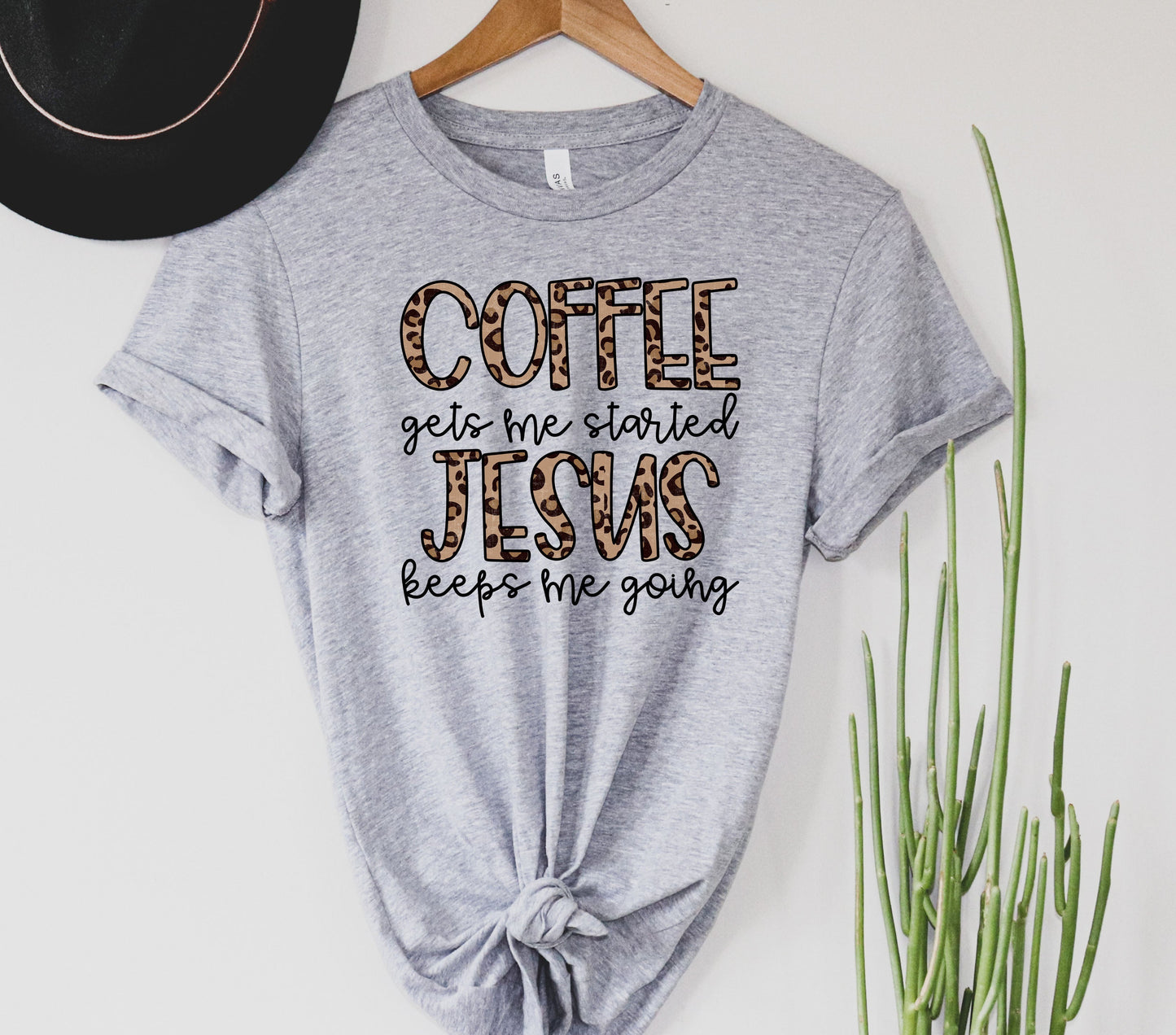 Wholesale Coffee Gets Me Started Graphic Tee - Heather Sand