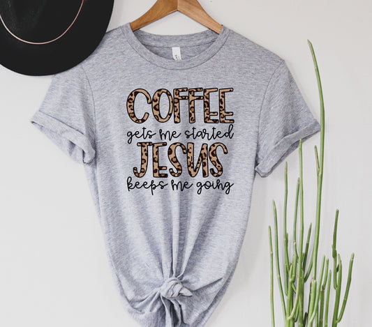 Wholesale Coffee Gets Me Started Graphic Tee - Heather Sand