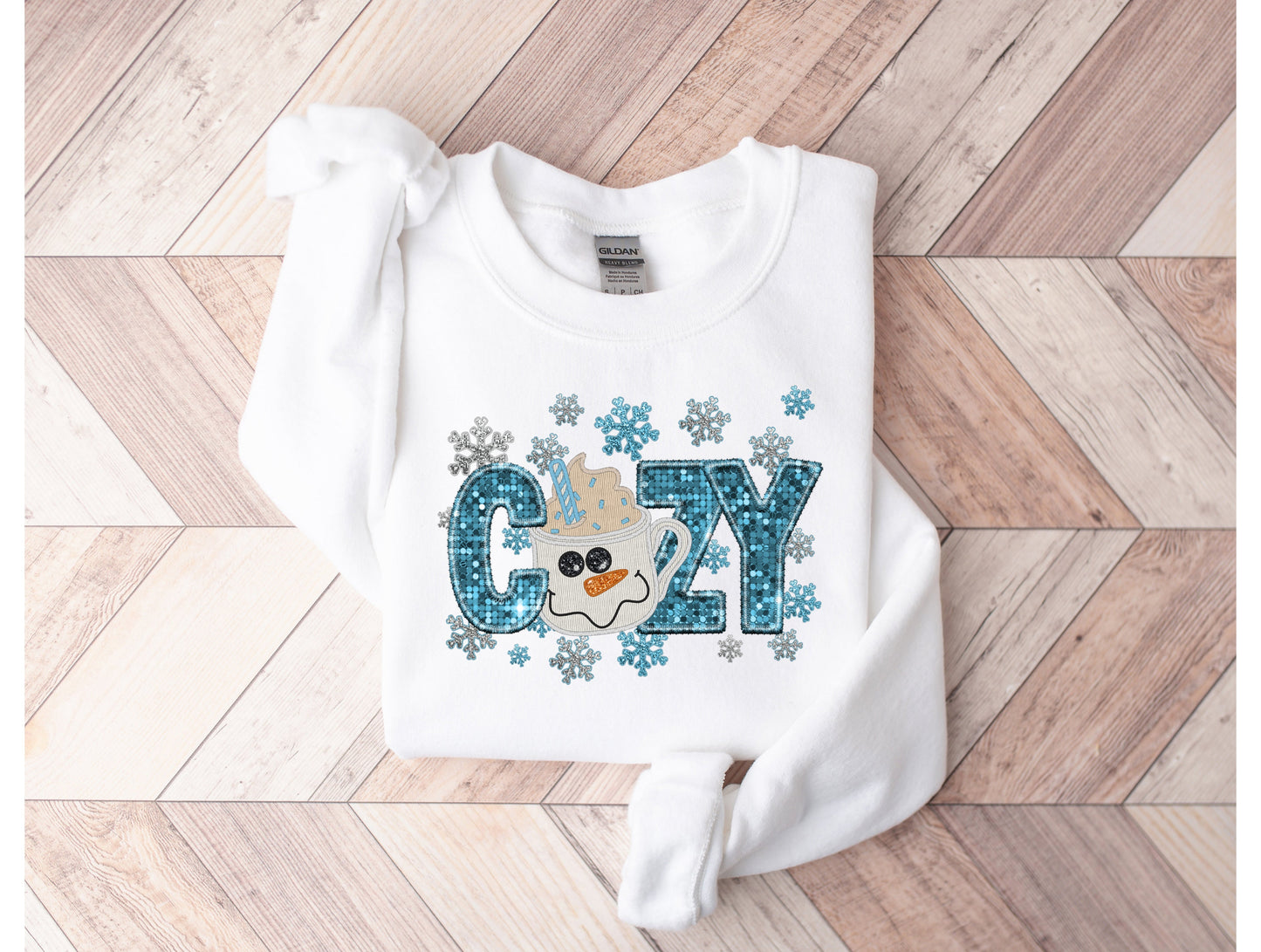 Wholesale Cozy Bling Graphic Tee - Light Blue Sweatshirt