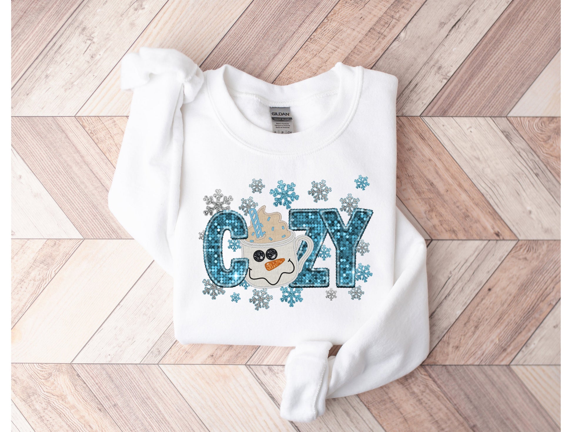 Wholesale Cozy Bling Graphic Tee - Light Blue Sweatshirt