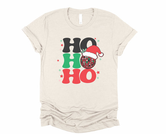 Wholesale Disco Ho Ho Ho Graphic Tee - Heather Sand