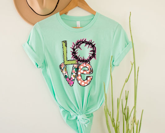 Wholesale Easter Love Graphic Tee - Heather Sand