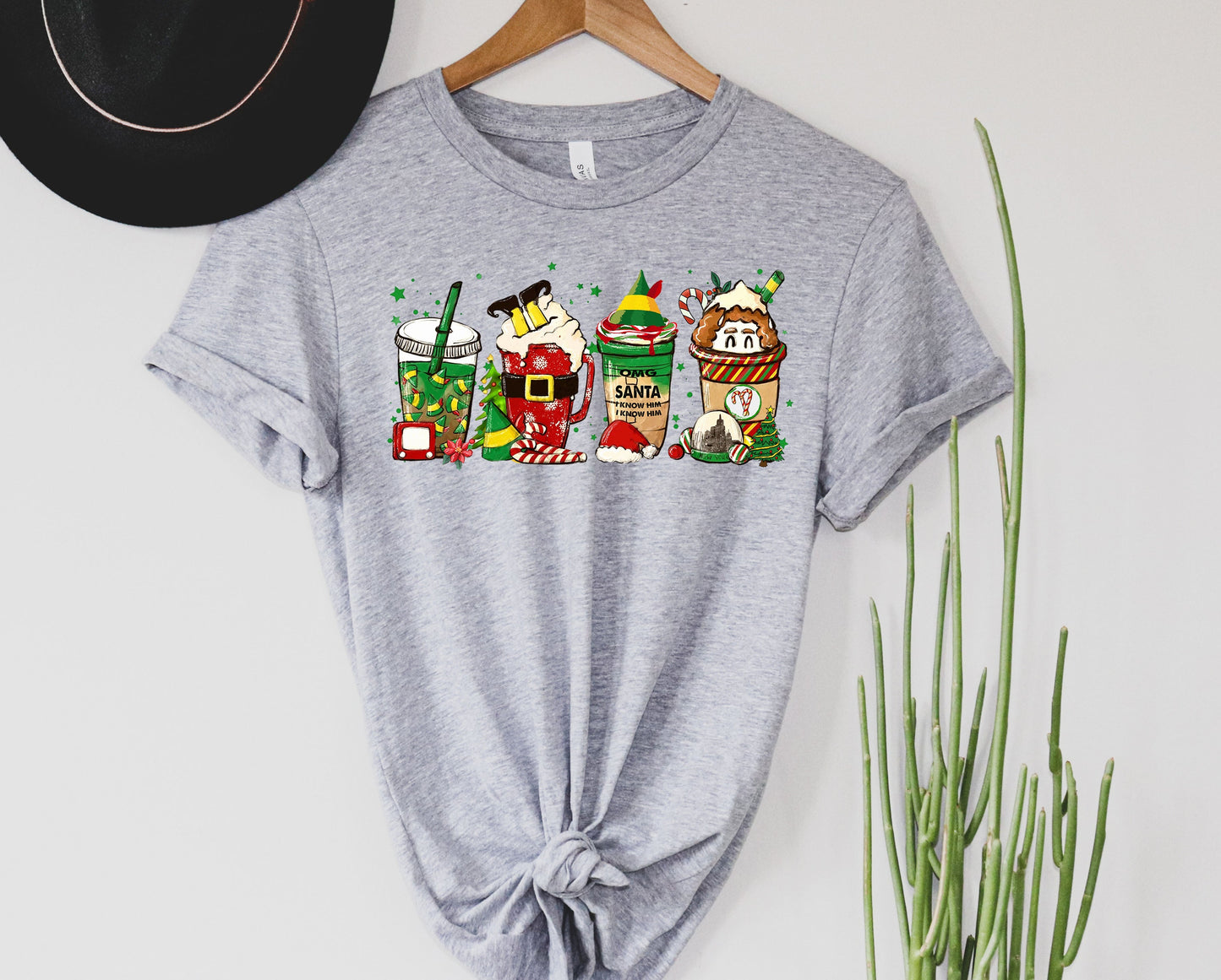 Wholesale Elf Christmas Coffee Graphic Tee - Heather Grey