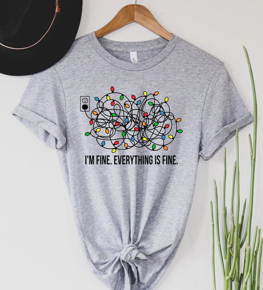 Wholesale Everything is Fine Christmas Graphic Tee - White