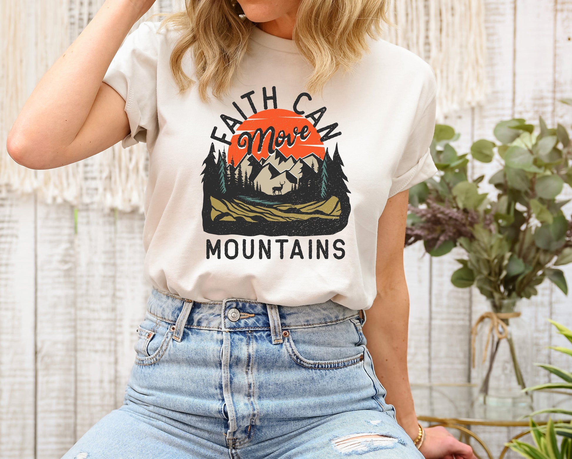 Wholesale Faith can move mountains Graphic Tee - Heathered Grey