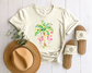 Wholesale Flamingo Christmas Graphic Tee - Sand
