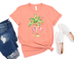 Wholesale Flamingo Christmas Graphic Tee - Sunset
