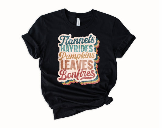 Wholesale Flannels Hayrides and Pumpkins Graphic Tee - Heather Forest