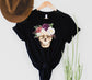 Wholesale Floral Skull Graphic Tee - Grey
