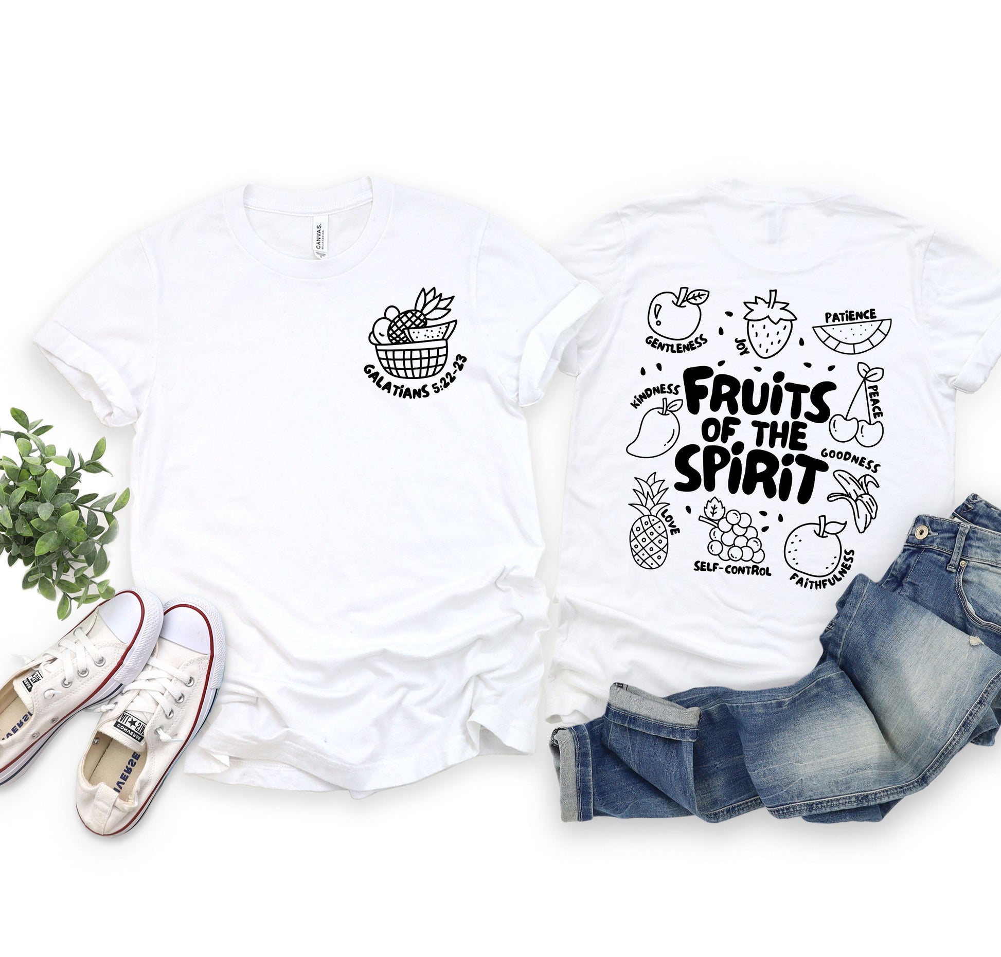 Wholesale Fruits of the Spirit Graphic Tee - Grey