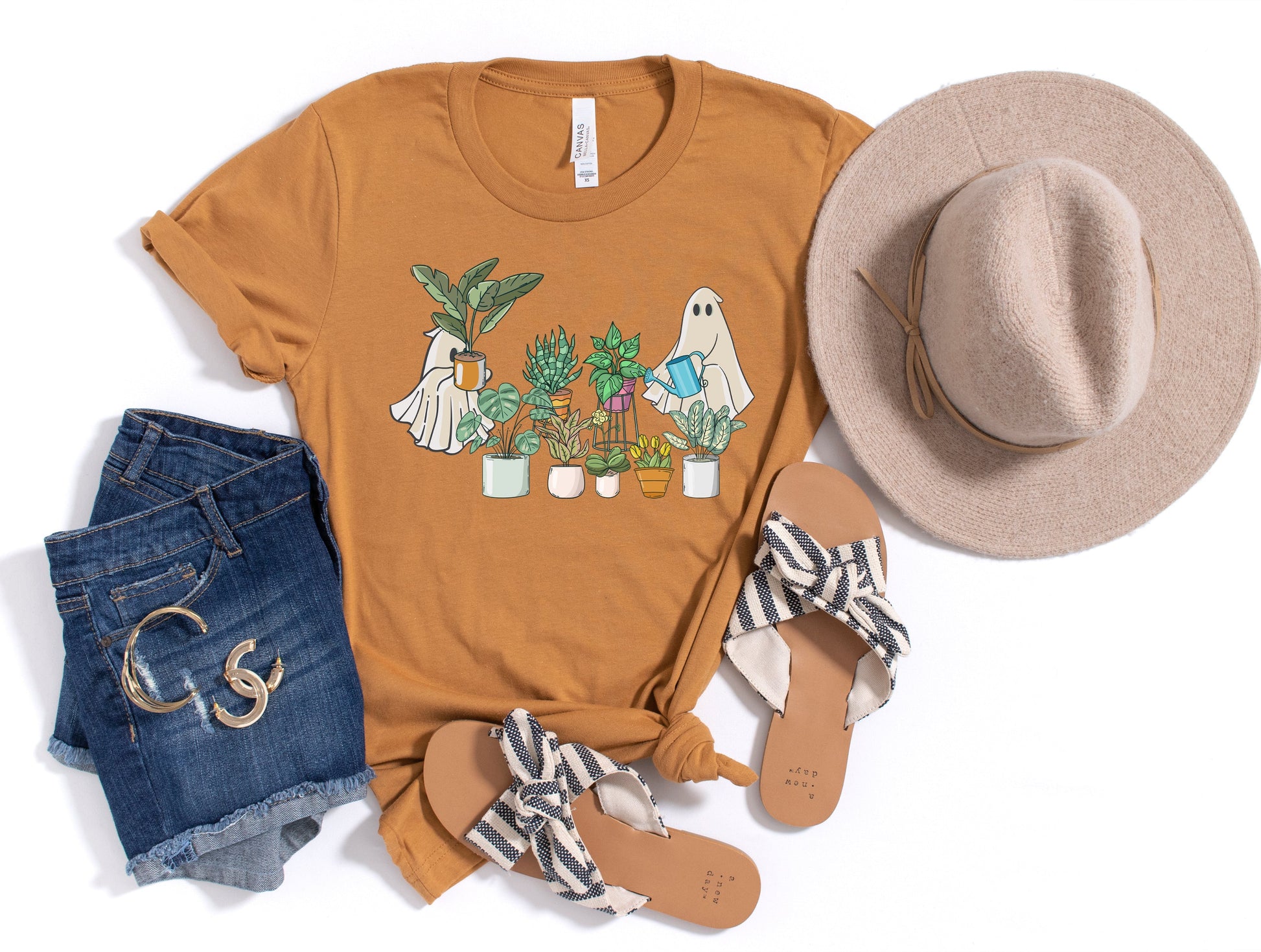 Wholesale Ghost Plant Lady Graphic Tee - Military Green Sweatshirt
