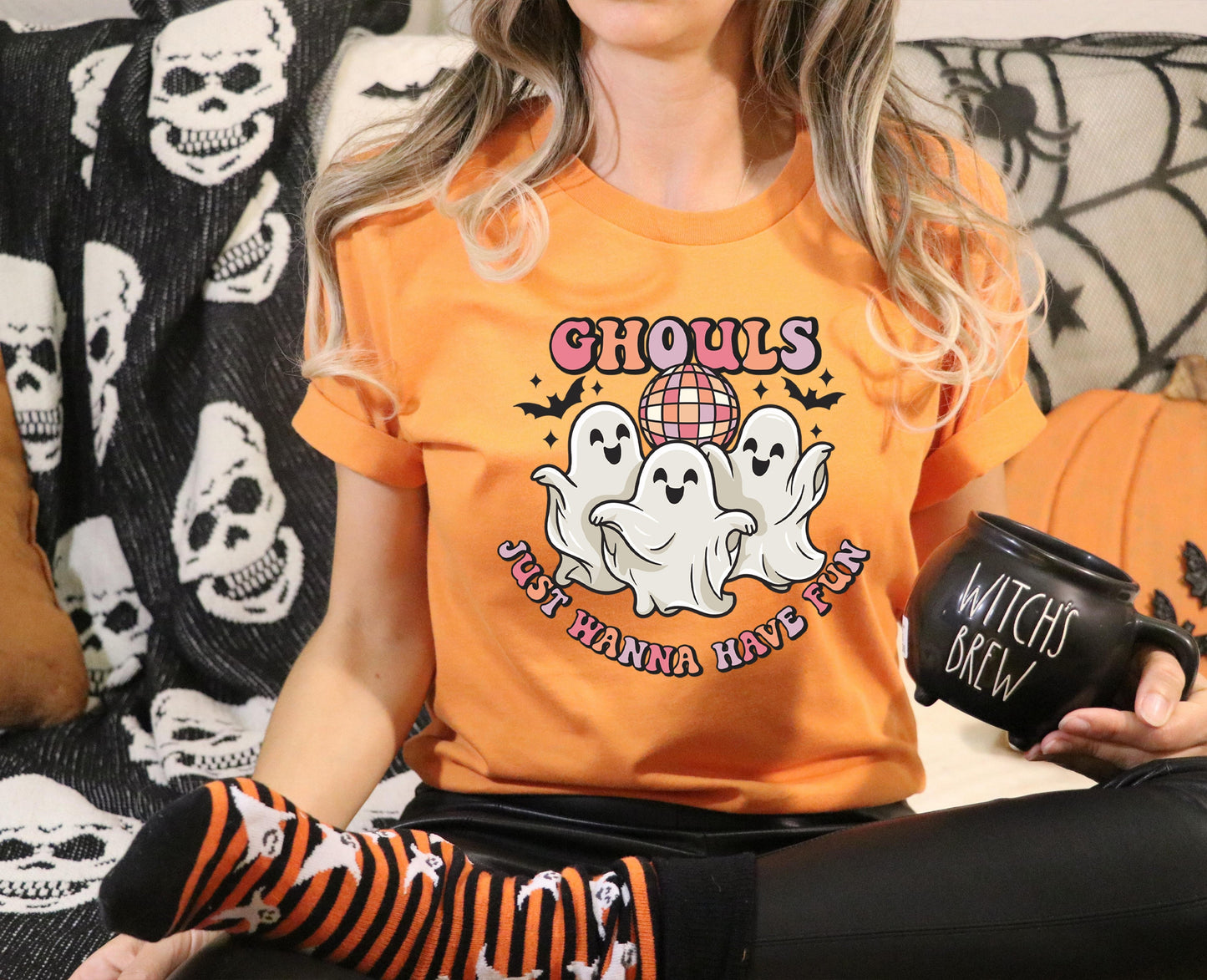 Wholesale Ghouls Just Wanna Have Fun Graphic Tee - Pink