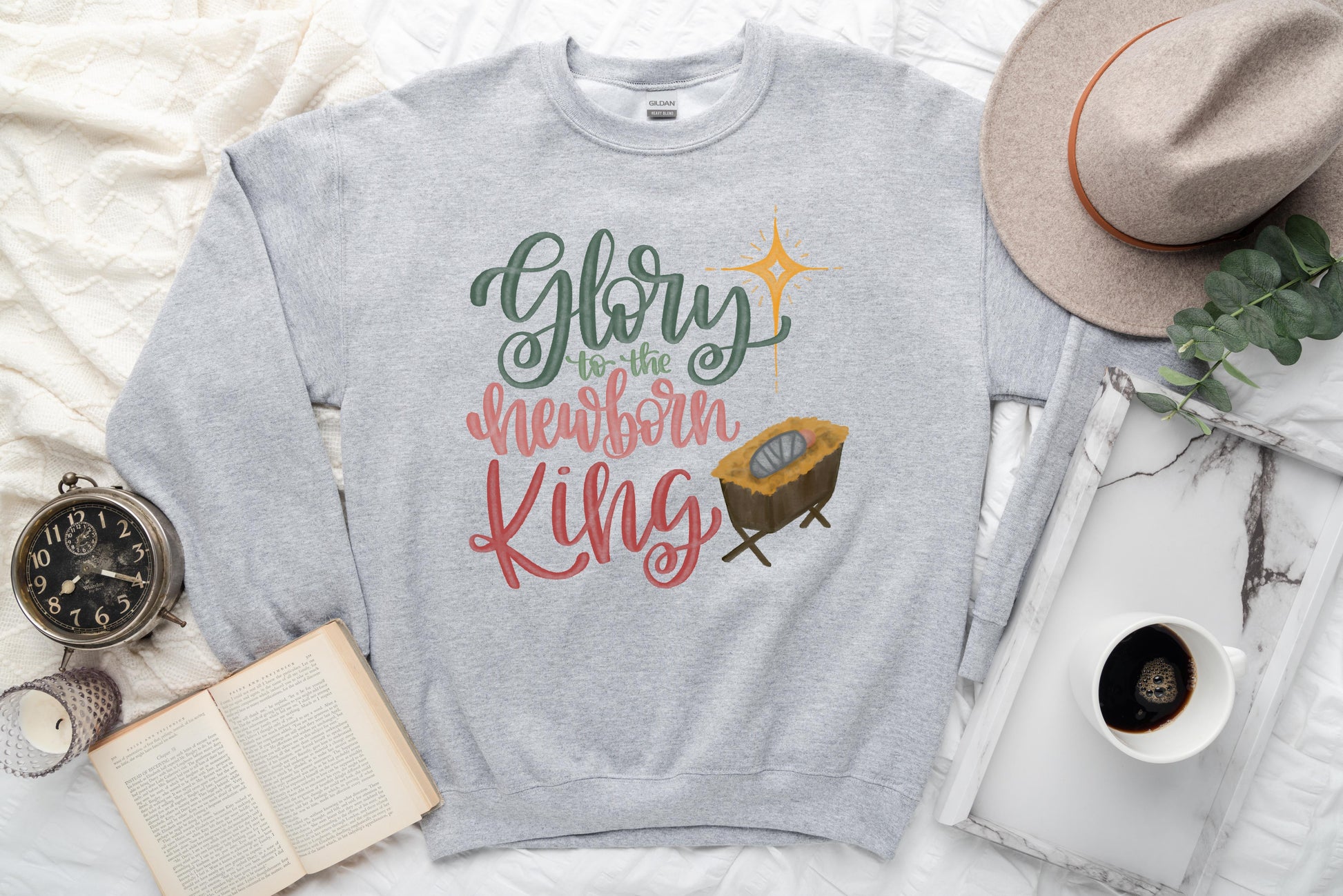 Wholesale Glory to the Newborn King Graphic Tee - White Sweatshirt