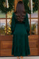 Goddess Grove Green Satin Maxi Dress