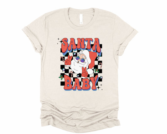 Wholesale Groovy Santa Baby Graphic Tee - Heather Green Tee