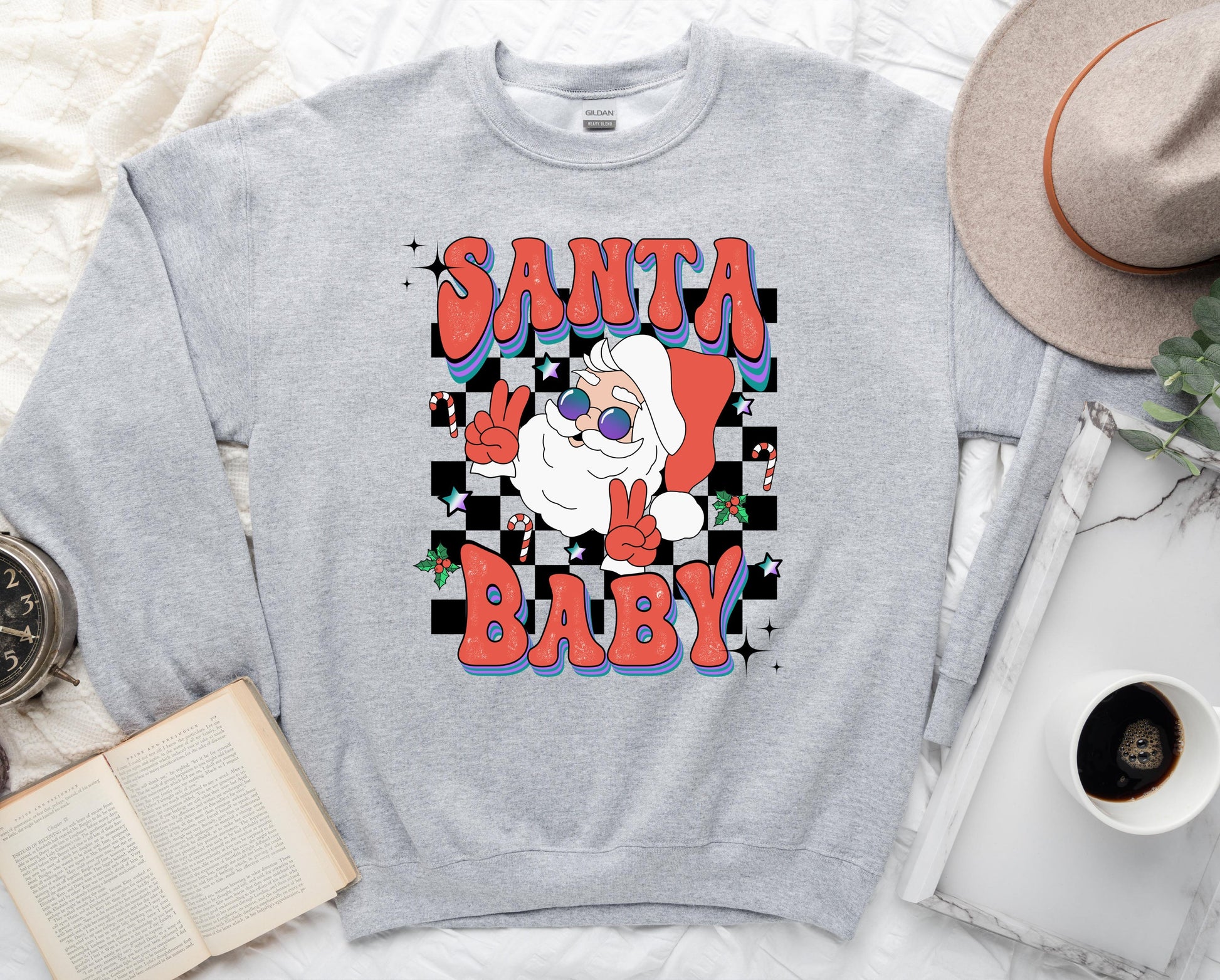 Wholesale Groovy Santa Baby Graphic Tee - Grey Sweatshirt
