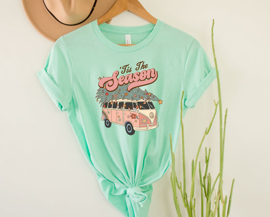 Wholesale Groovy Tis the Season Graphic Tee - Heather Grey