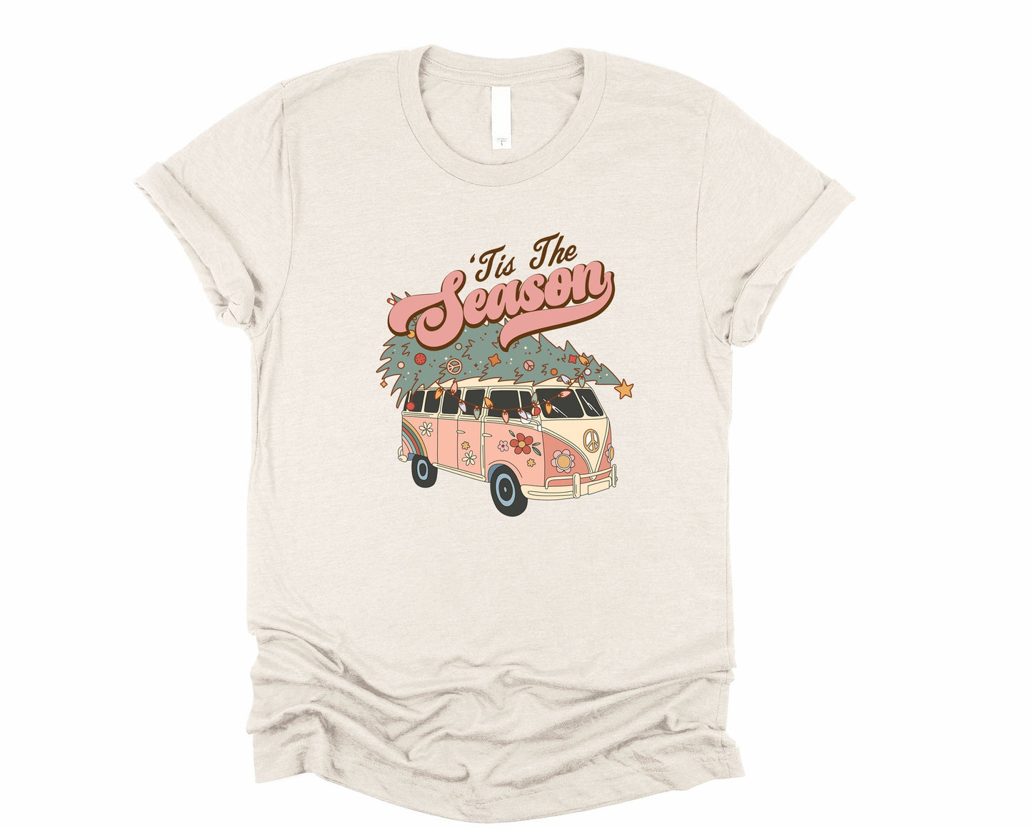 Wholesale Groovy Tis the Season Graphic Tee - Heather Sand