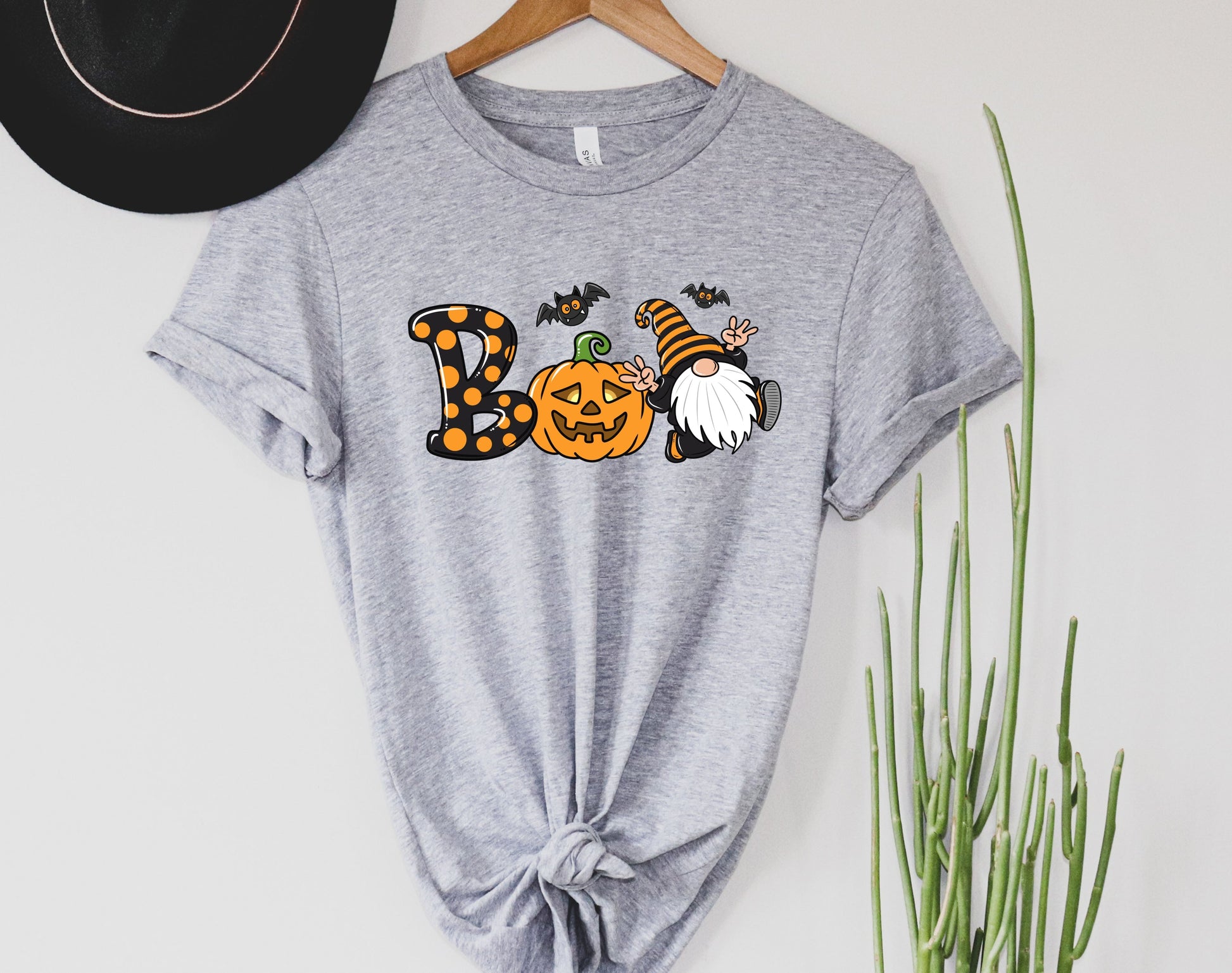 Wholesale Halloween Gnome Graphic Tee - Orange/Autumn