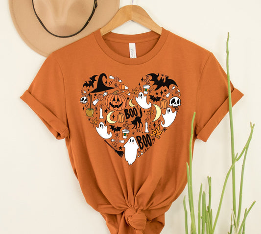 Wholesale Halloween Heart Graphic Tee - Autumn
