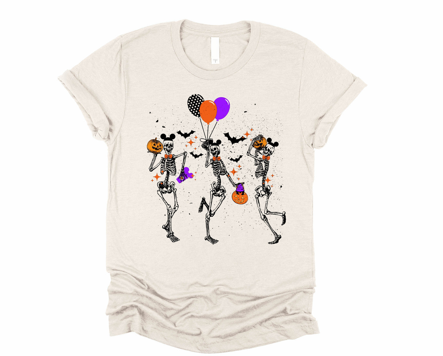 Wholesale Happy Skeletons Graphic Tee - Grey